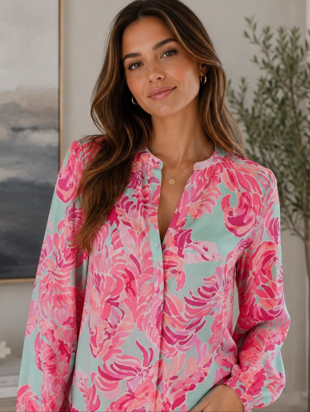 Lilly Pulitzer Silk Long Sleeve Blouse. Size XS.